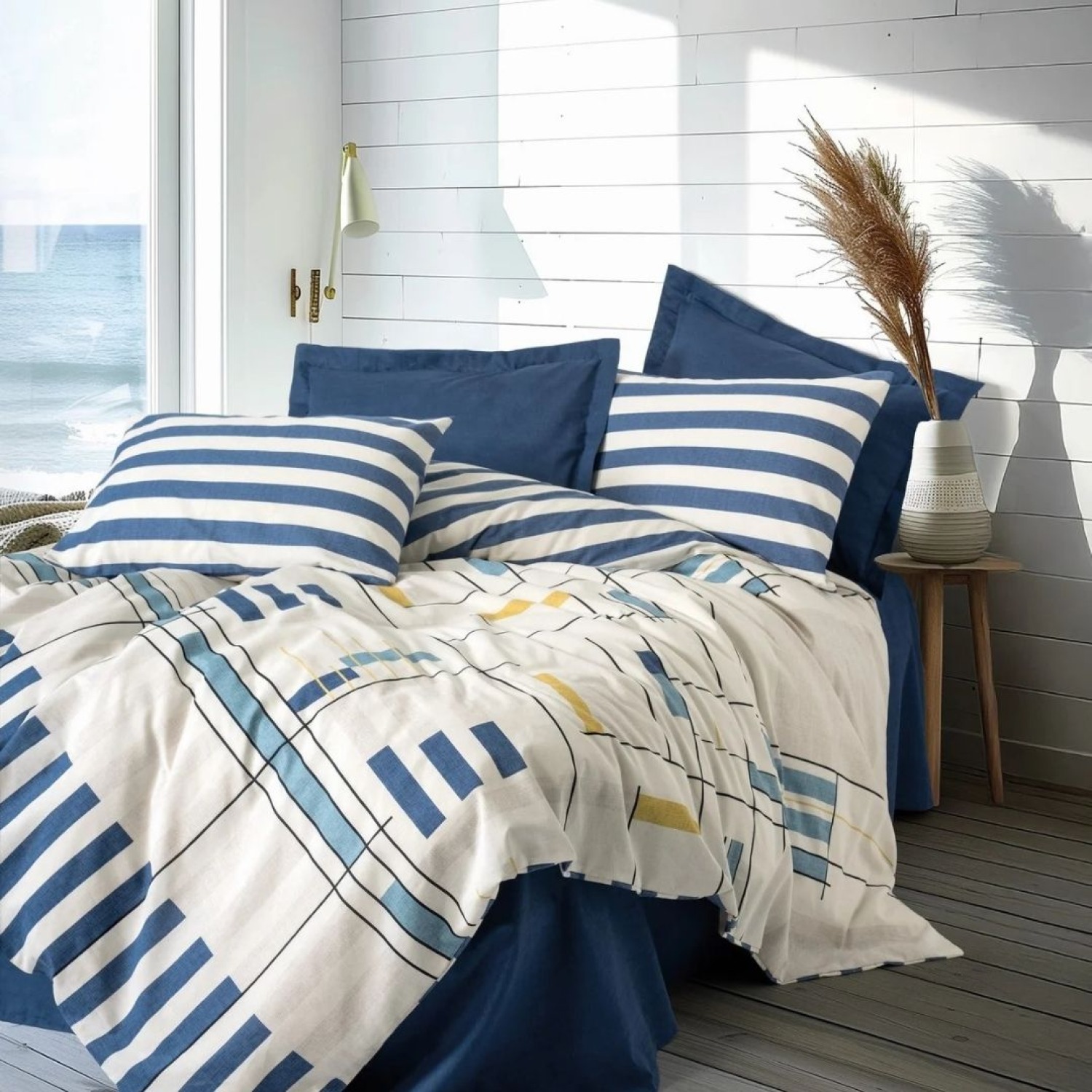 Cotton Box Modern Çift Kişilik Nevresim Takımı Lunox Lacivert