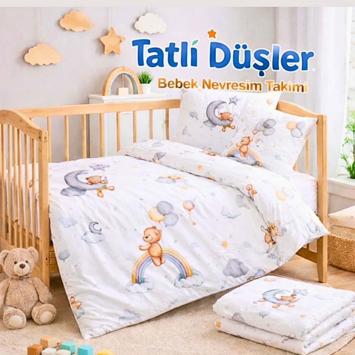 Mamcrazy %100 Pamuklu Tatlı Düşler Bebek Nevresim Takımı