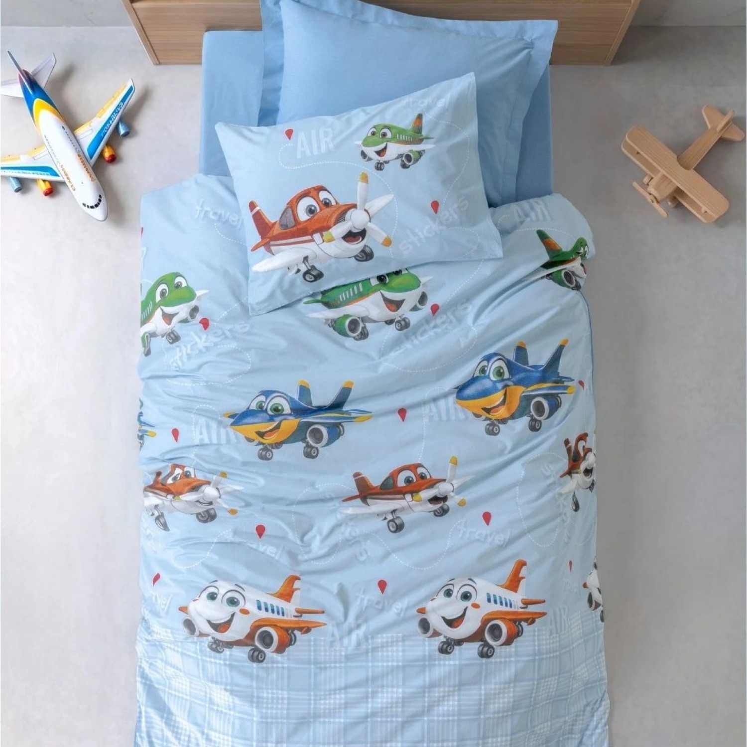 Cotton Box Junior Tek Kişilik Lastikli Çarşaflı Nevresim Takımı Jetty İndigo