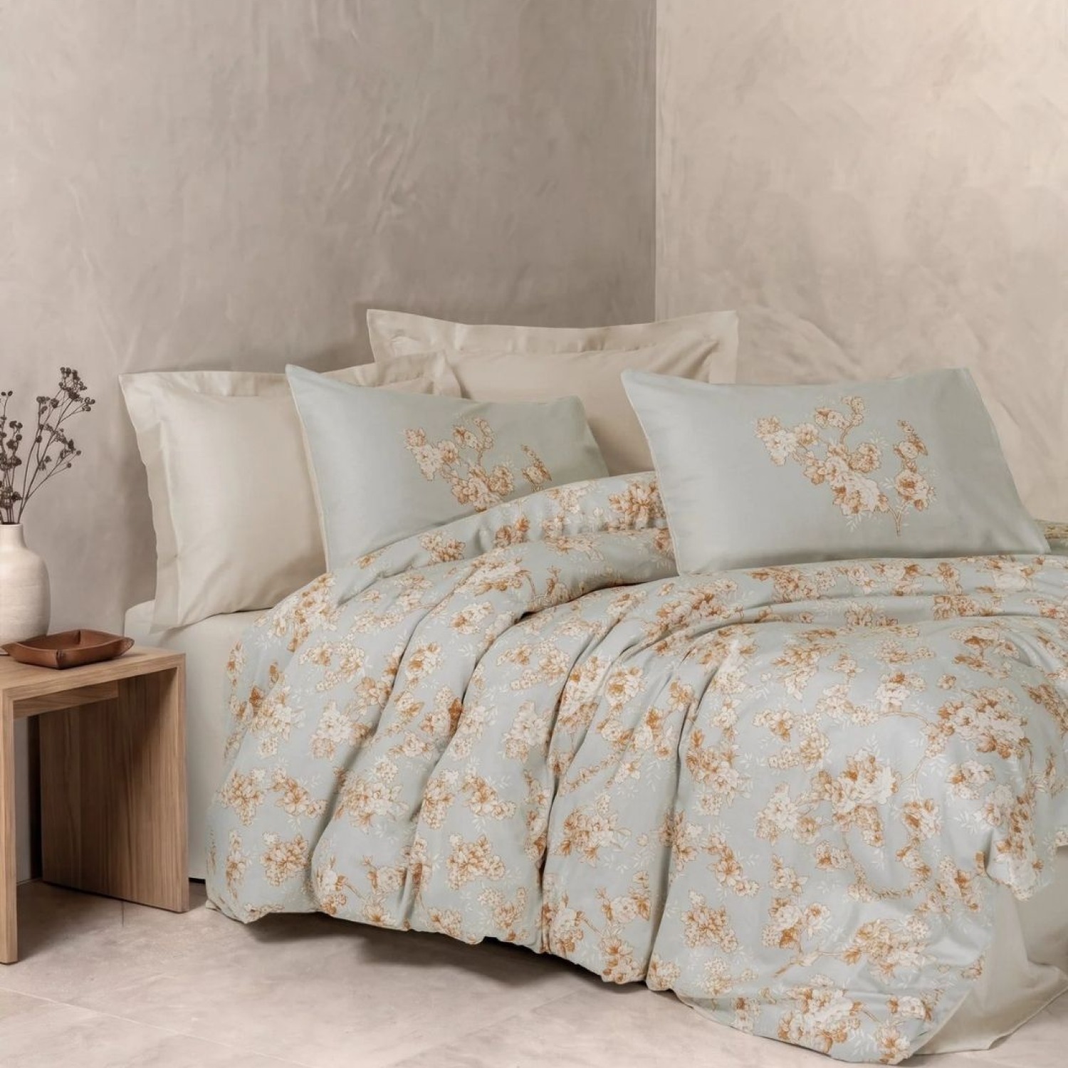 Cotton Box Saten Çift Kişilik Nevresim Takımı Melrose Bej