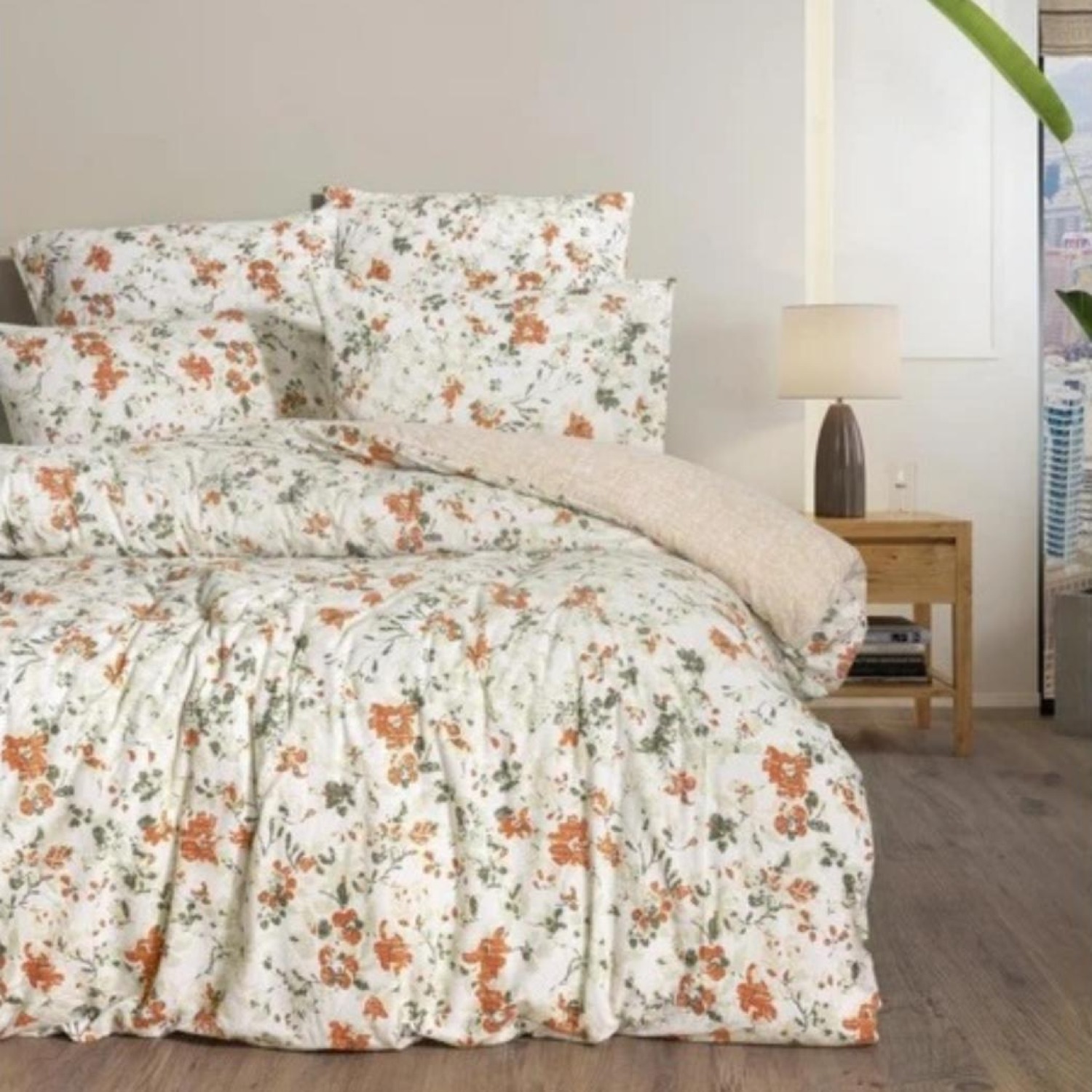 Cotton Box Flanel Nevresim Takımı Vintage Ekru Çift Kişilik