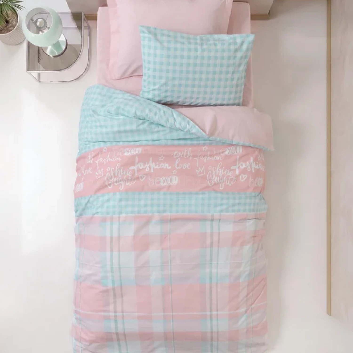 Cotton Box Genç Odası Tek Kişilik Lastikli Çarşaflı Nevresim Takımı Liora Pembe